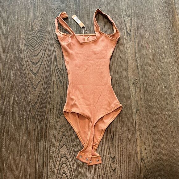 NWT Skims Ribbed Stretch Cotton Bodysuit Sedona Size XXS - Picture 5 of 5
